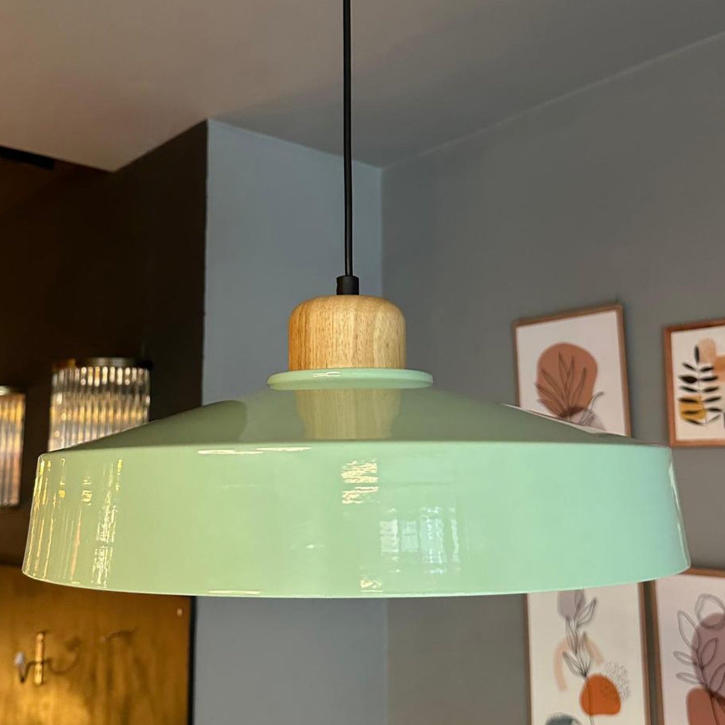 Ace Holz Hängelampe Ø40cm, Pendelleuchte Vintage, Industrial aus Metall Holz E27