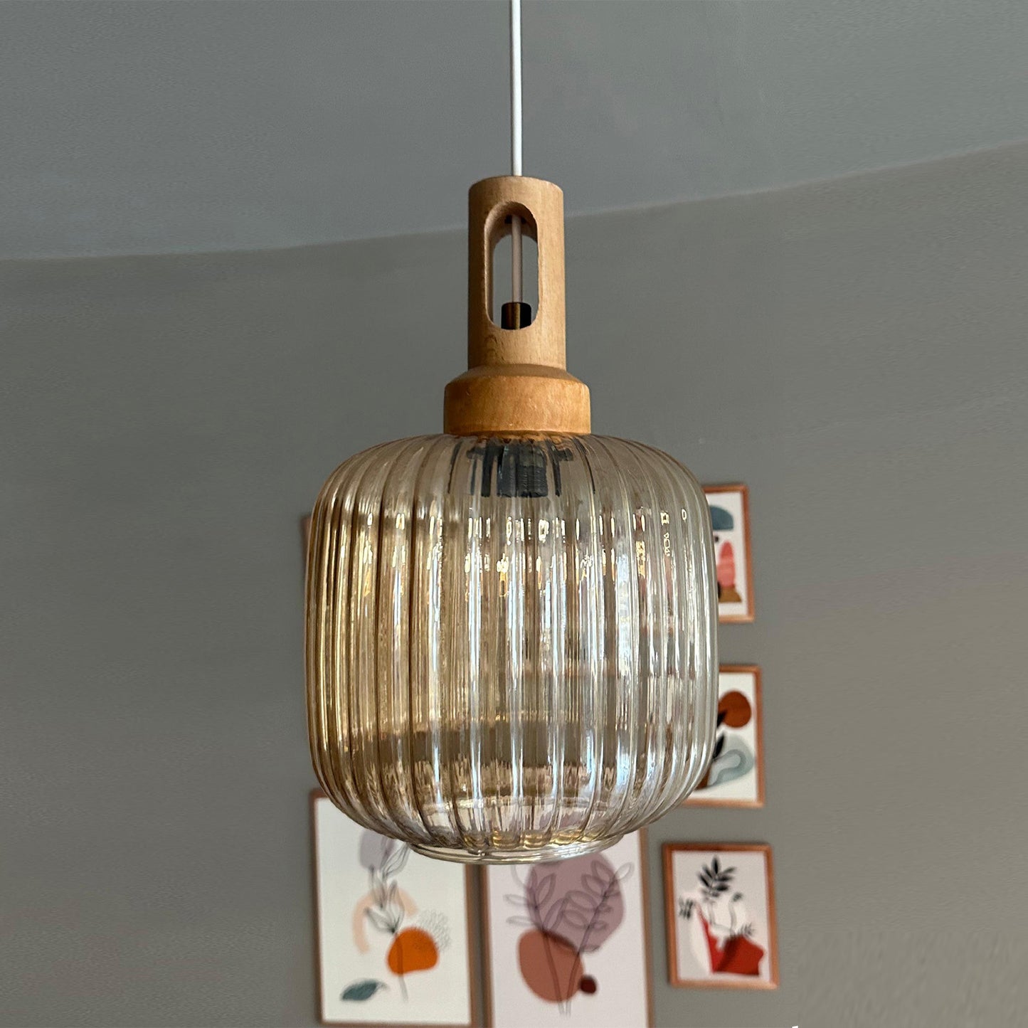 Mopa Glas Honig Farbe Einzel Kronleuchter Retro Pendelleuchte