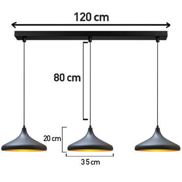 Schwarze Pendelleuchte Triple Champion