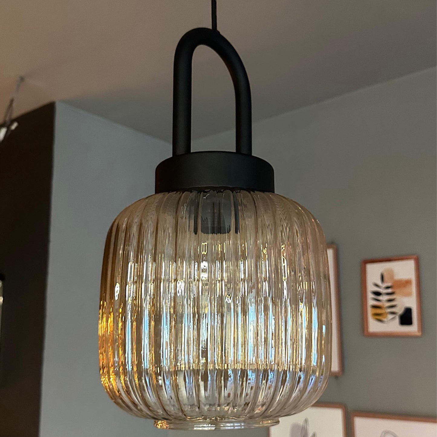 Mopa Glas Honig Farbe Einzel Kronleuchter Retro Pendelleuchte