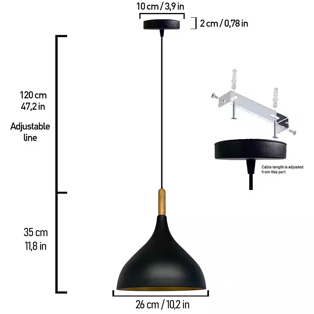 Bamyum Adash, Flammige Metall mit Holz Hängelampe