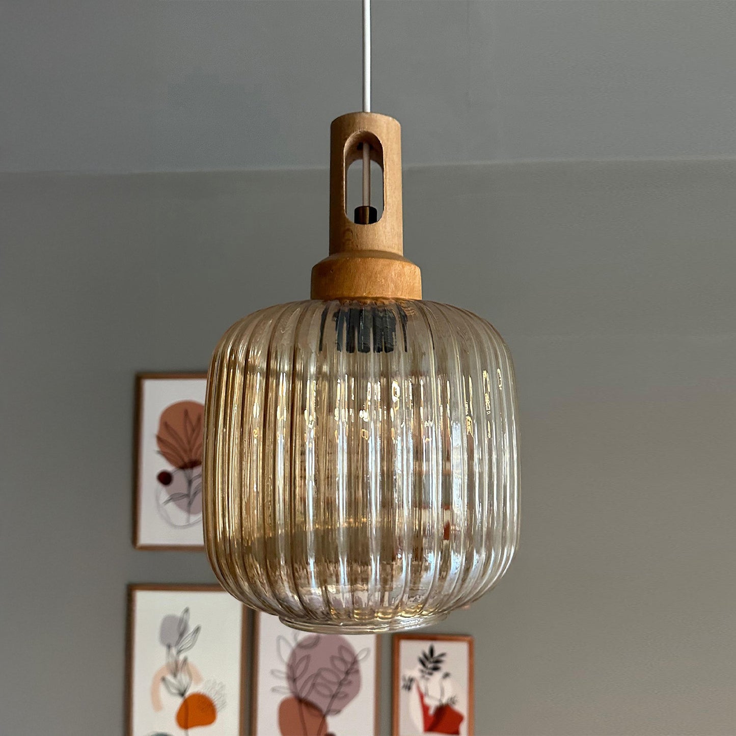 Mopa Glas Honig Farbe Einzel Kronleuchter Retro Pendelleuchte