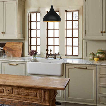 Pendelleuchte Adash Pendelleuchte Schwarz, 1 Flammige Metall Hängelampe Ø26 cm