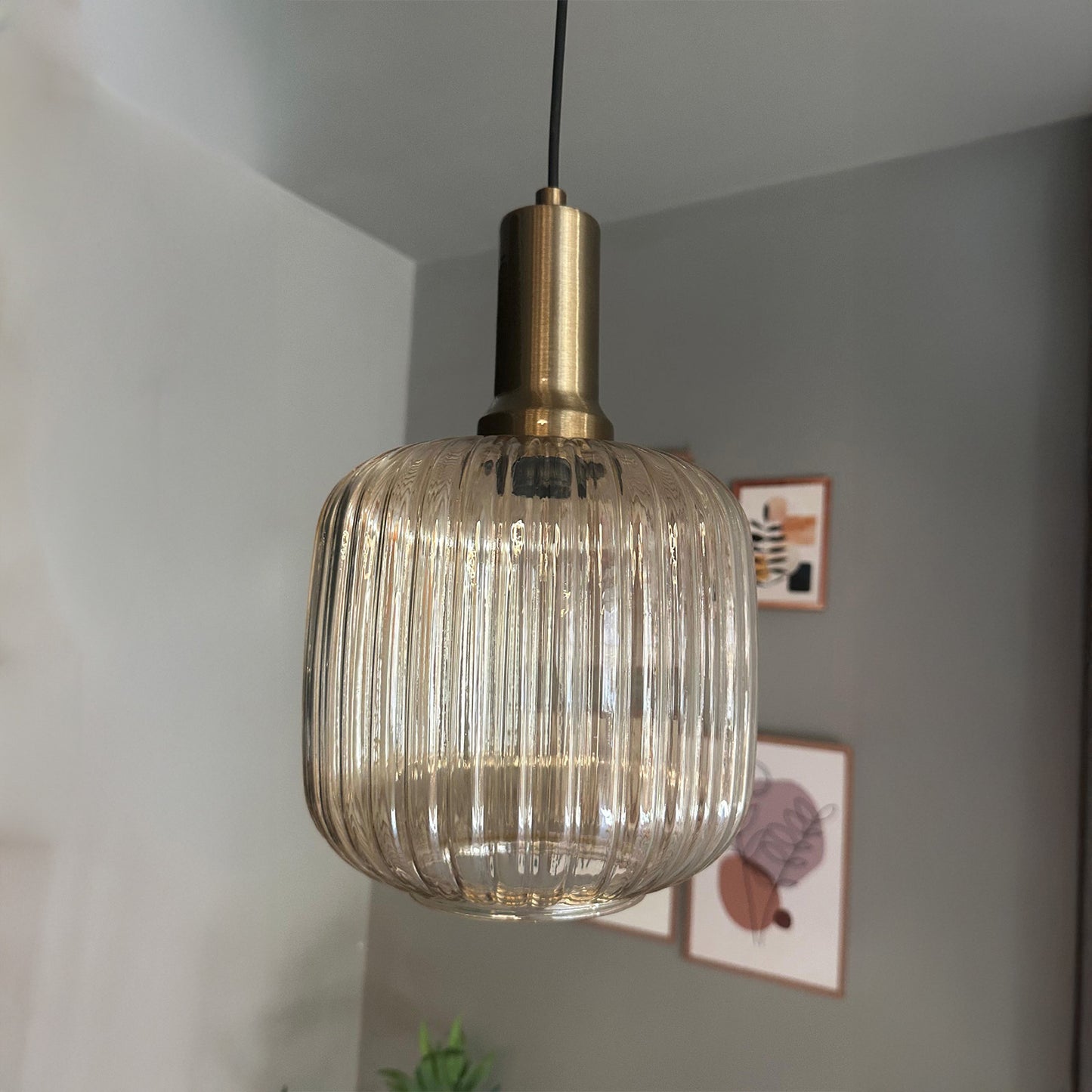 Mopa Glas Honig Farbe Einzel Kronleuchter Retro Pendelleuchte