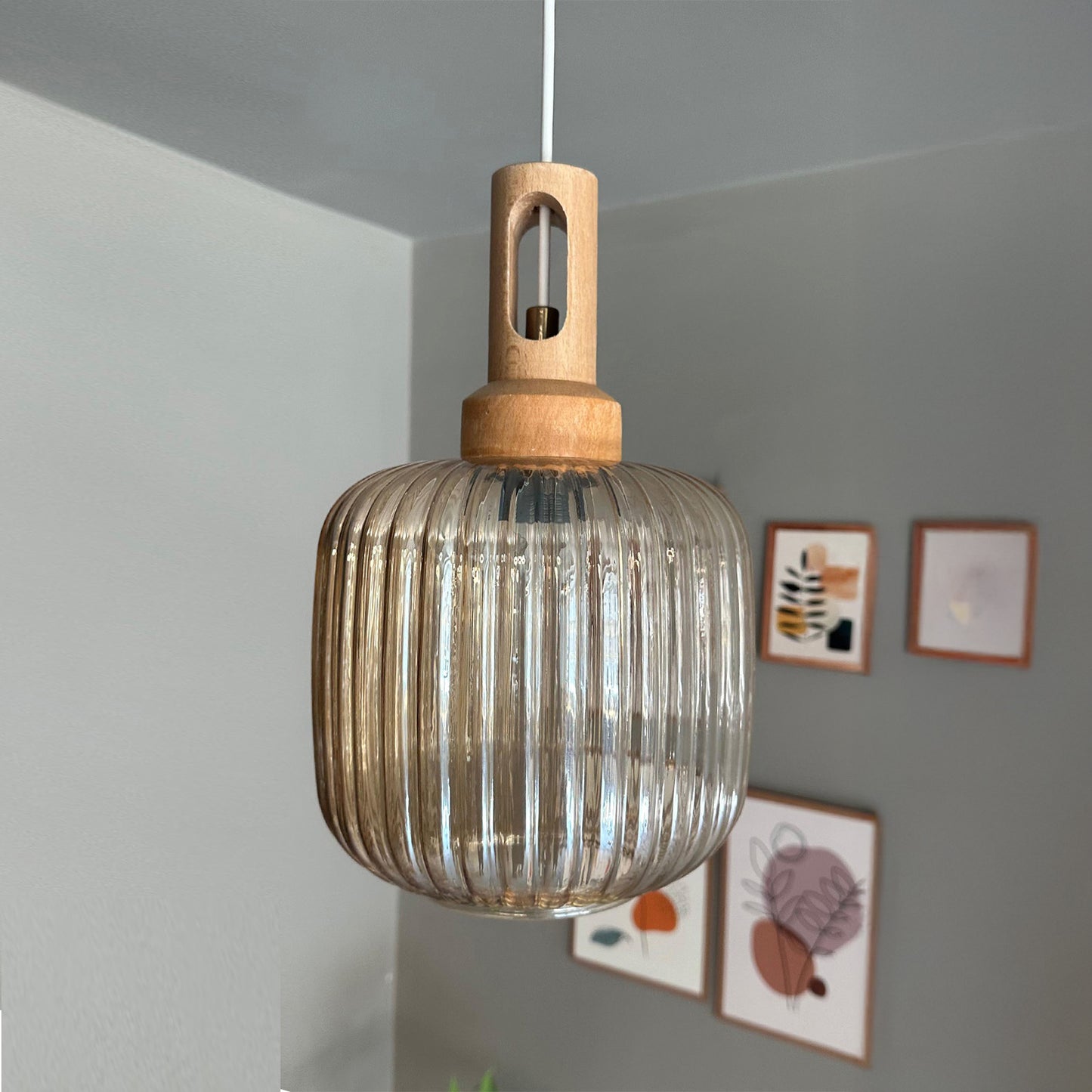 Mopa Glas Honig Farbe Einzel Kronleuchter Retro Pendelleuchte