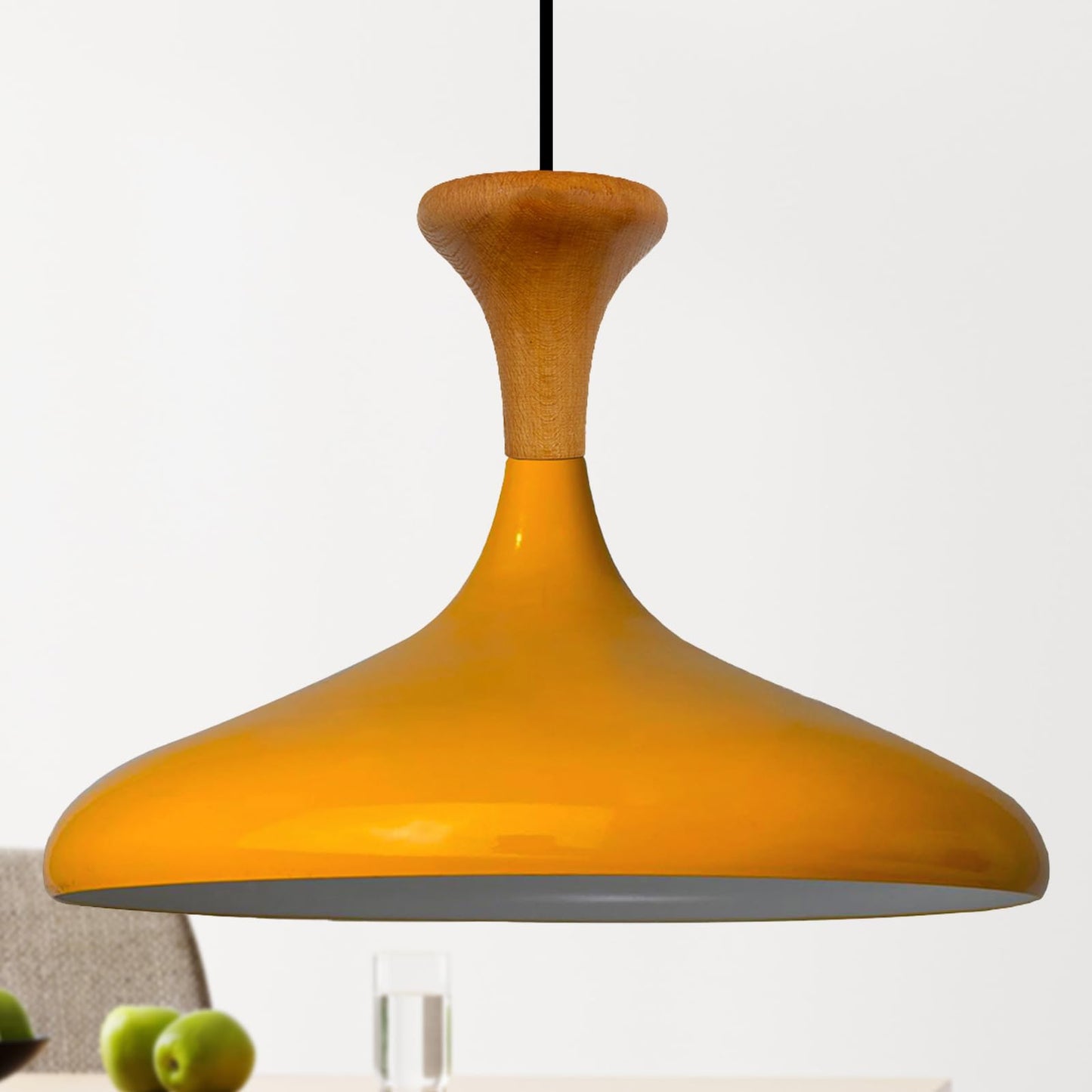 Champion Pendelleuchte aus Holz, 35 cm Hängelampe Metall E27 Moderne Lampe