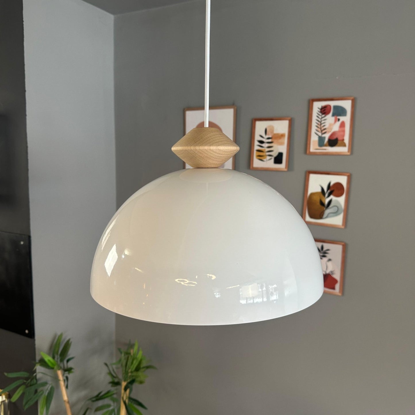 Pendelleuchte Yimpi Runde Holz Metall, Modern Hängelampe