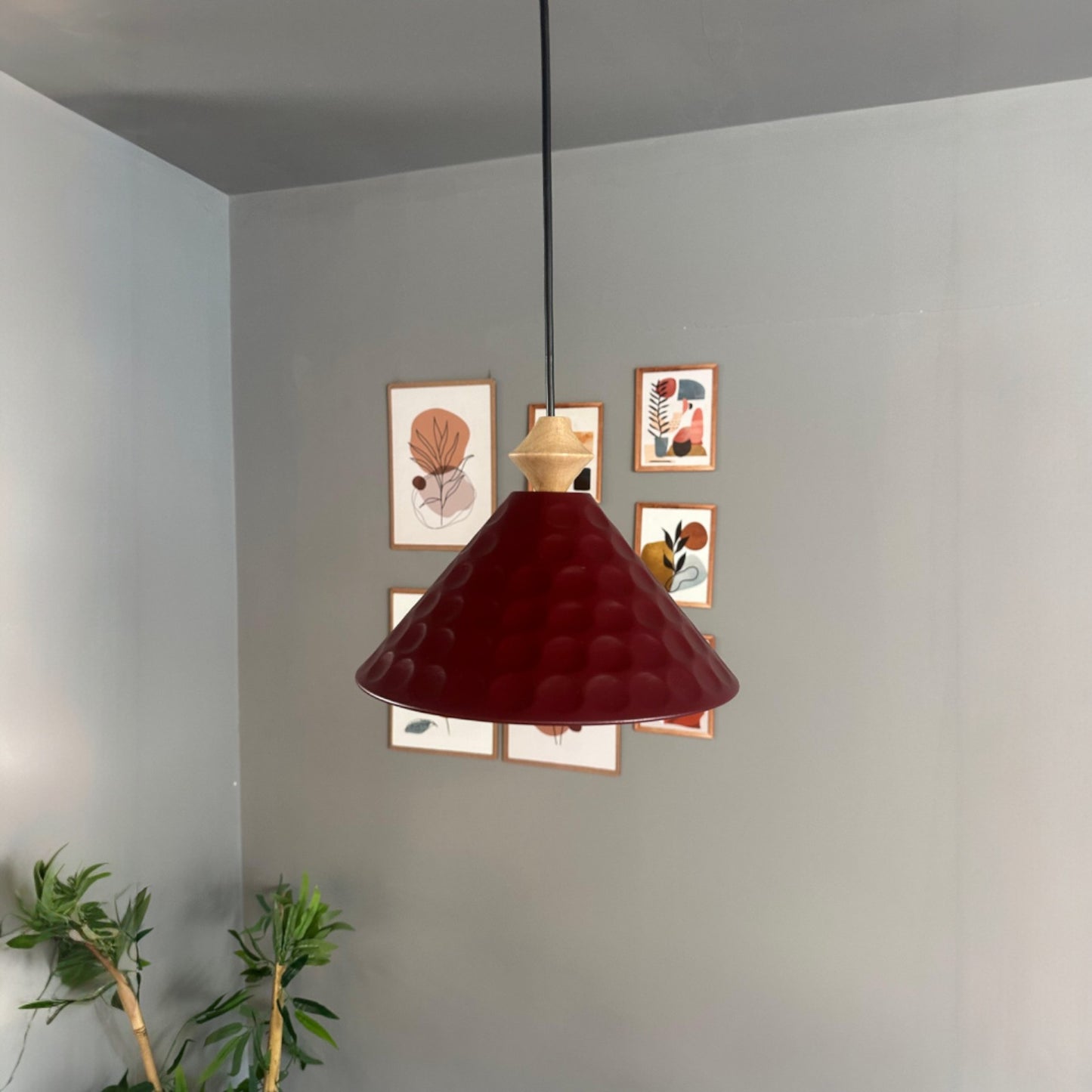 Pendelleuchte Rumy Q Holz Metall, Modern Hängelampe