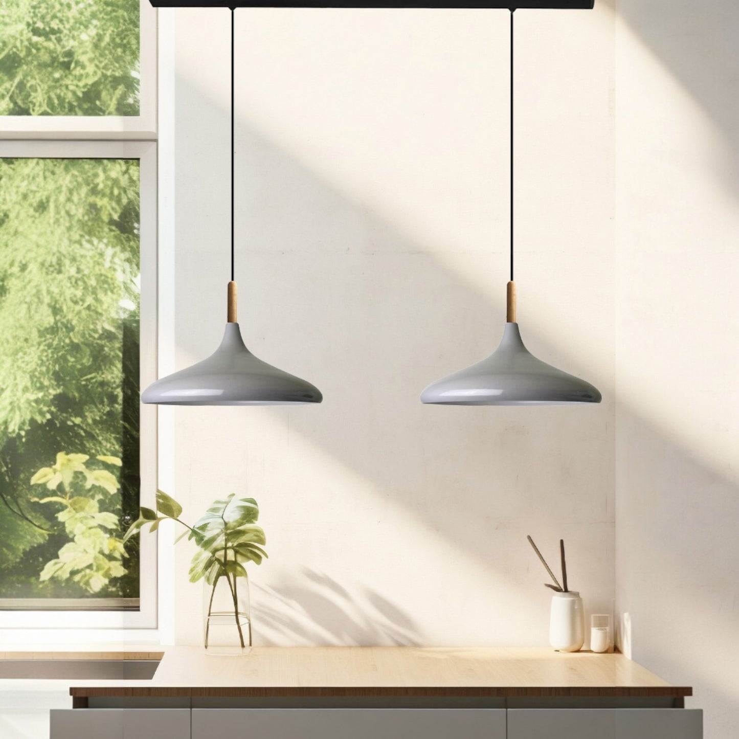 Pendelleuchte Champion Doppelter Kronleuchter Holz Metall Modern Pendelleuchte