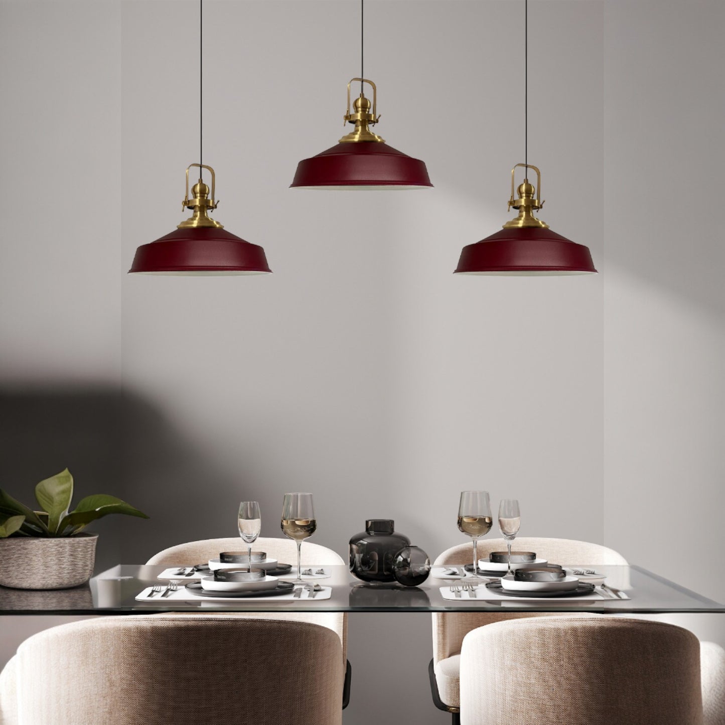 Pendelleuchte Trio Metall Ø35cm, Retro Hängelampe