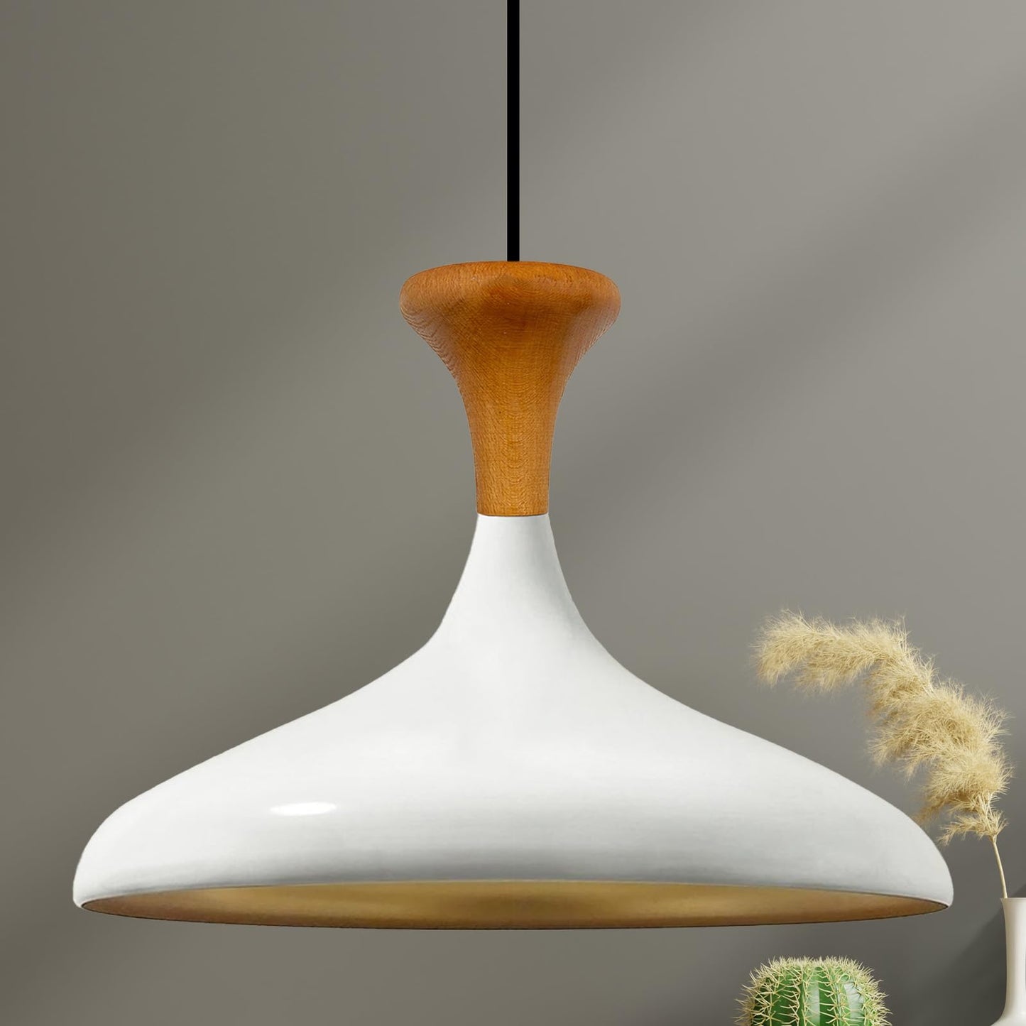 Champion Pendelleuchte aus Holz, 35 cm Hängelampe Metall E27 Moderne Lampe