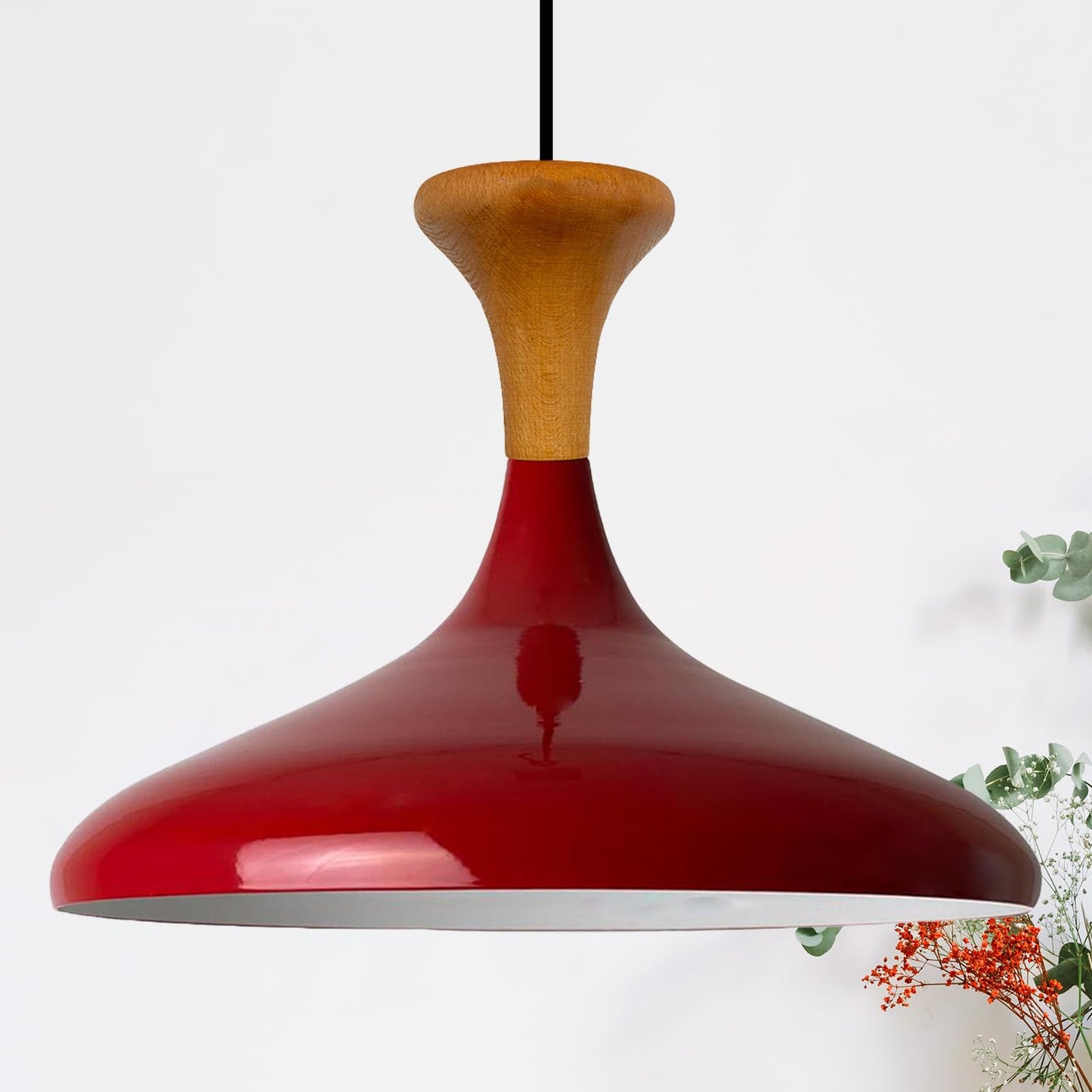 Champion Pendelleuchte aus Holz, 35 cm Hängelampe Metall E27 Moderne Lampe