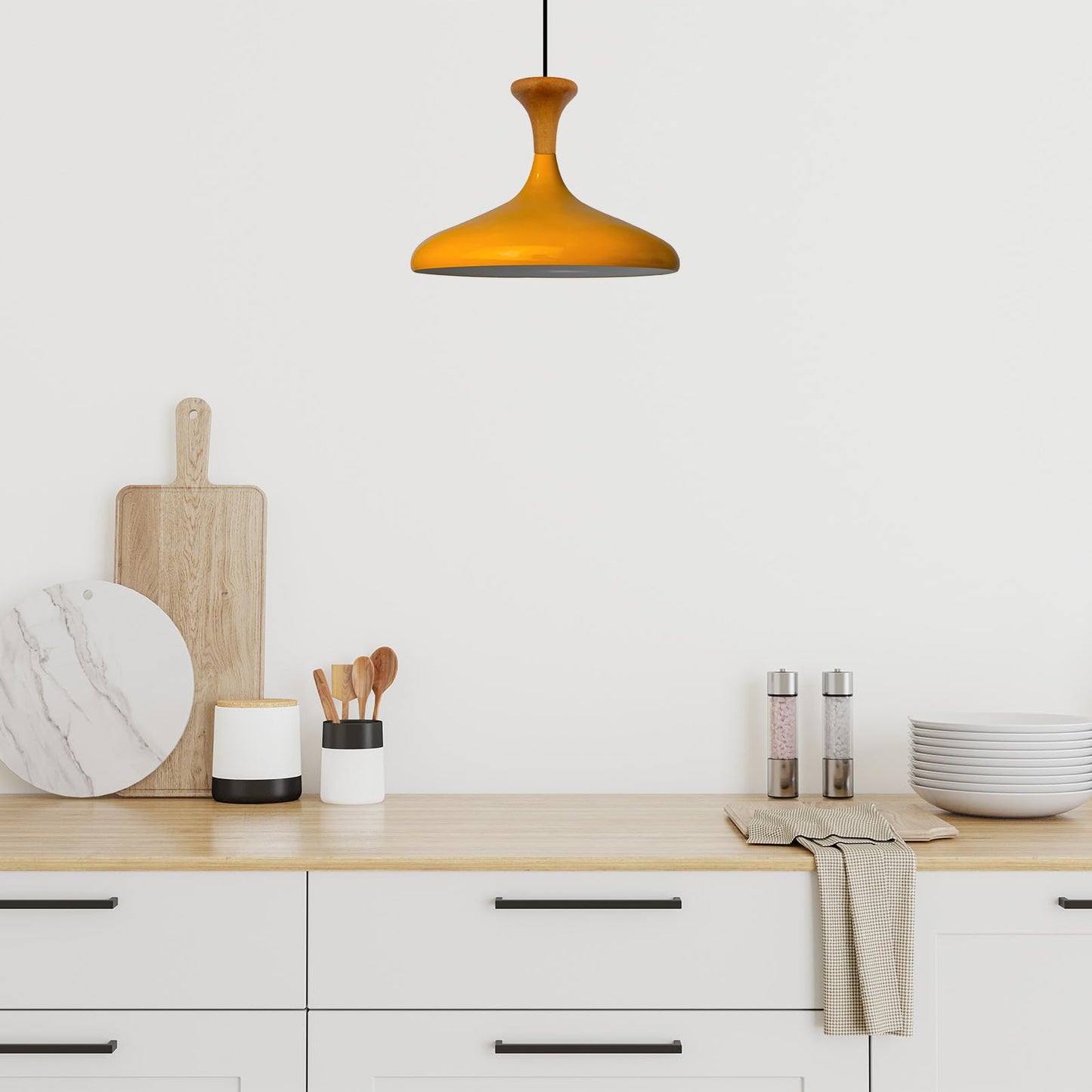 Champion Pendelleuchte aus Holz, 35 cm Hängelampe Metall E27 Moderne Lampe