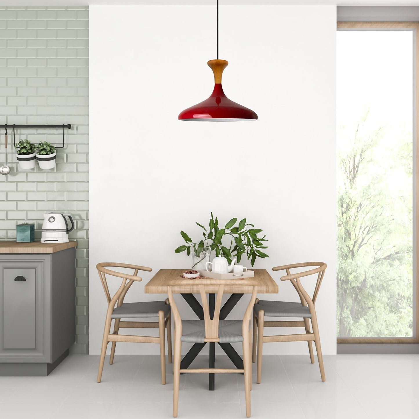 Champion Pendelleuchte aus Holz, 35 cm Hängelampe Metall E27 Moderne Lampe