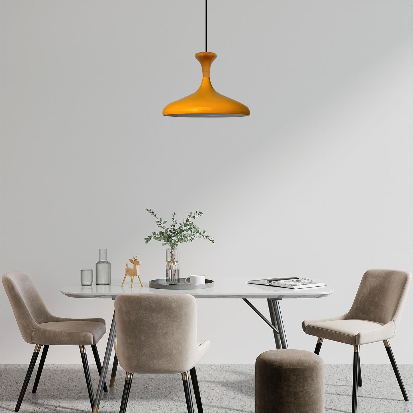 Champion Pendelleuchte aus Holz, 35 cm Hängelampe Metall E27 Moderne Lampe