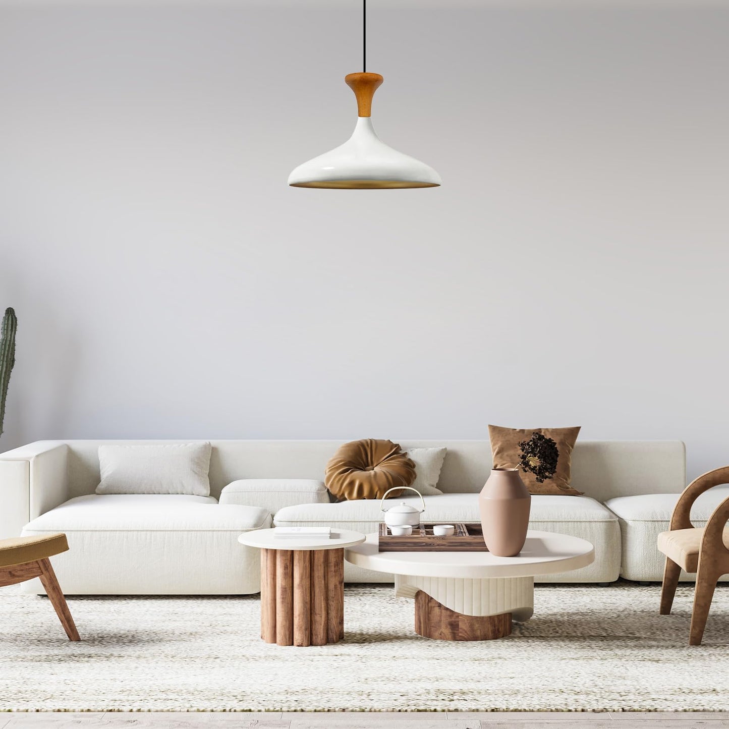 Champion Pendelleuchte aus Holz, 35 cm Hängelampe Metall E27 Moderne Lampe