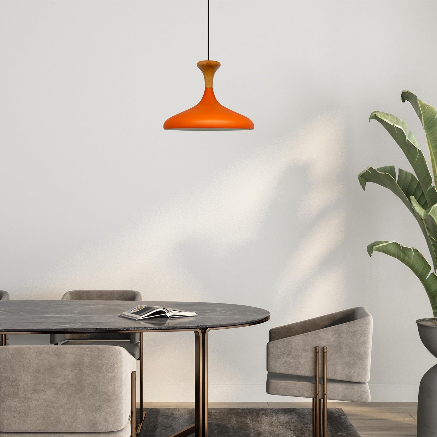 Champion Pendelleuchte aus Holz, 35 cm Hängelampe Metall E27 Moderne Lampe