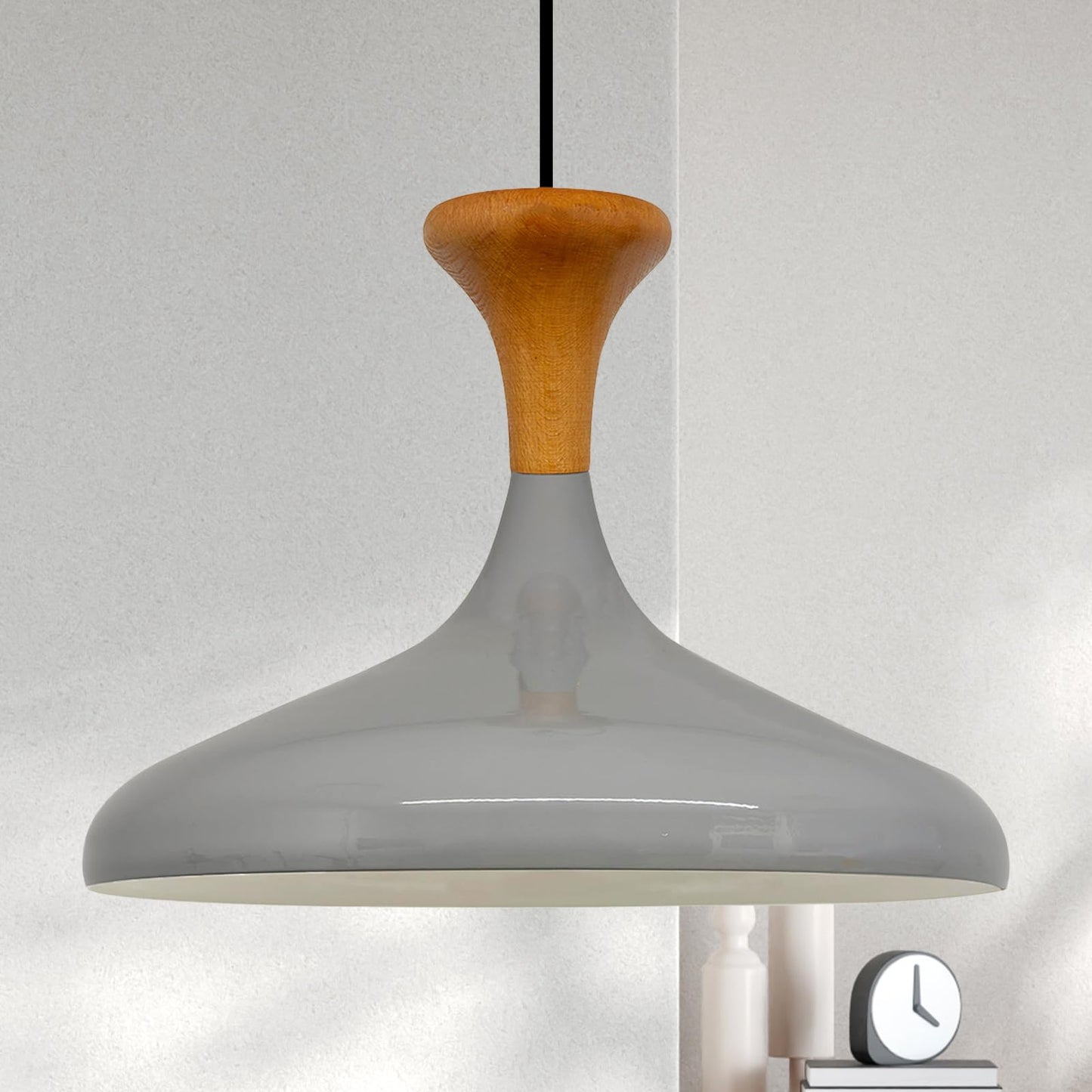 Champion Pendelleuchte aus Holz, 35 cm Hängelampe Metall E27 Moderne Lampe