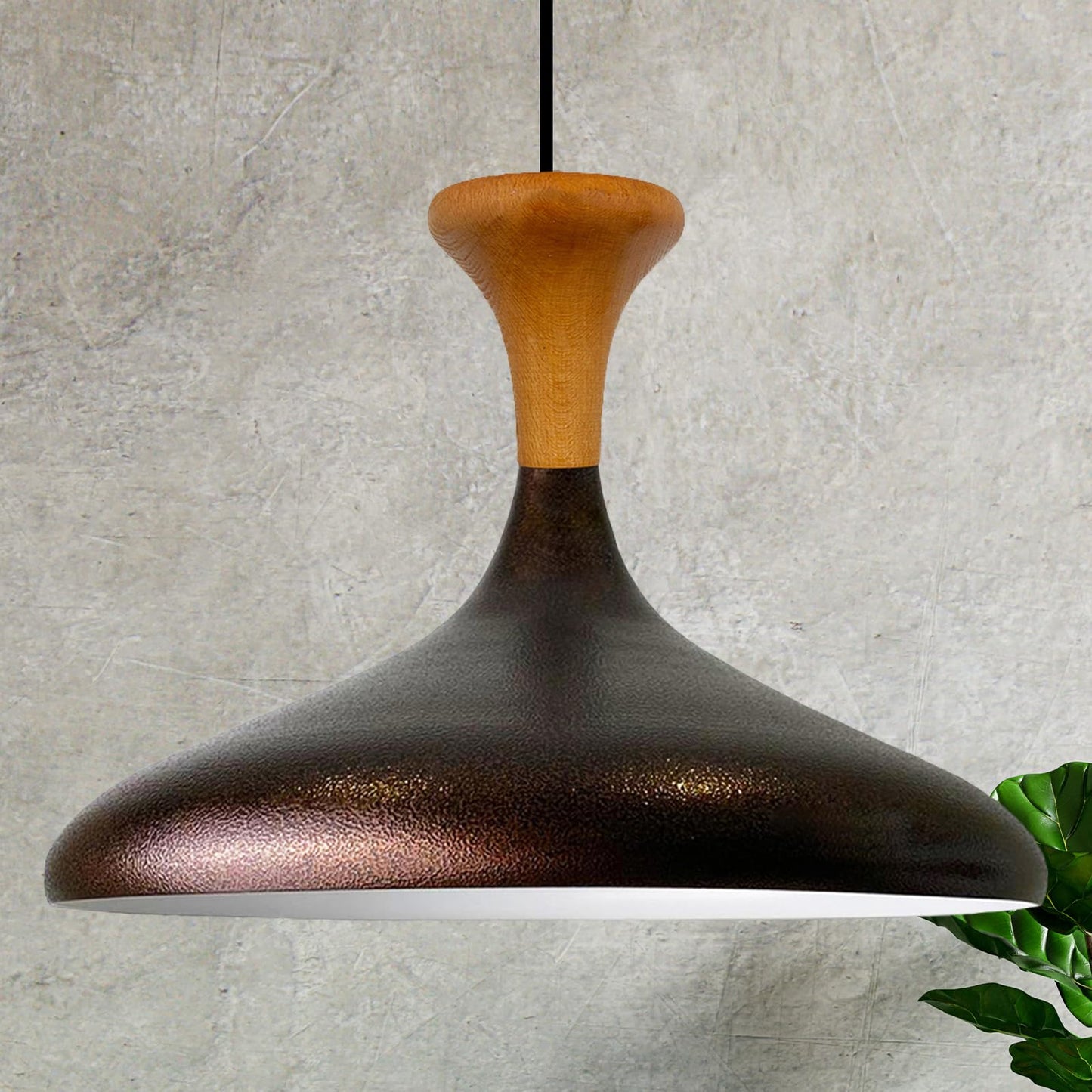 Champion Pendelleuchte aus Holz, 35 cm Hängelampe Metall E27 Moderne Lampe