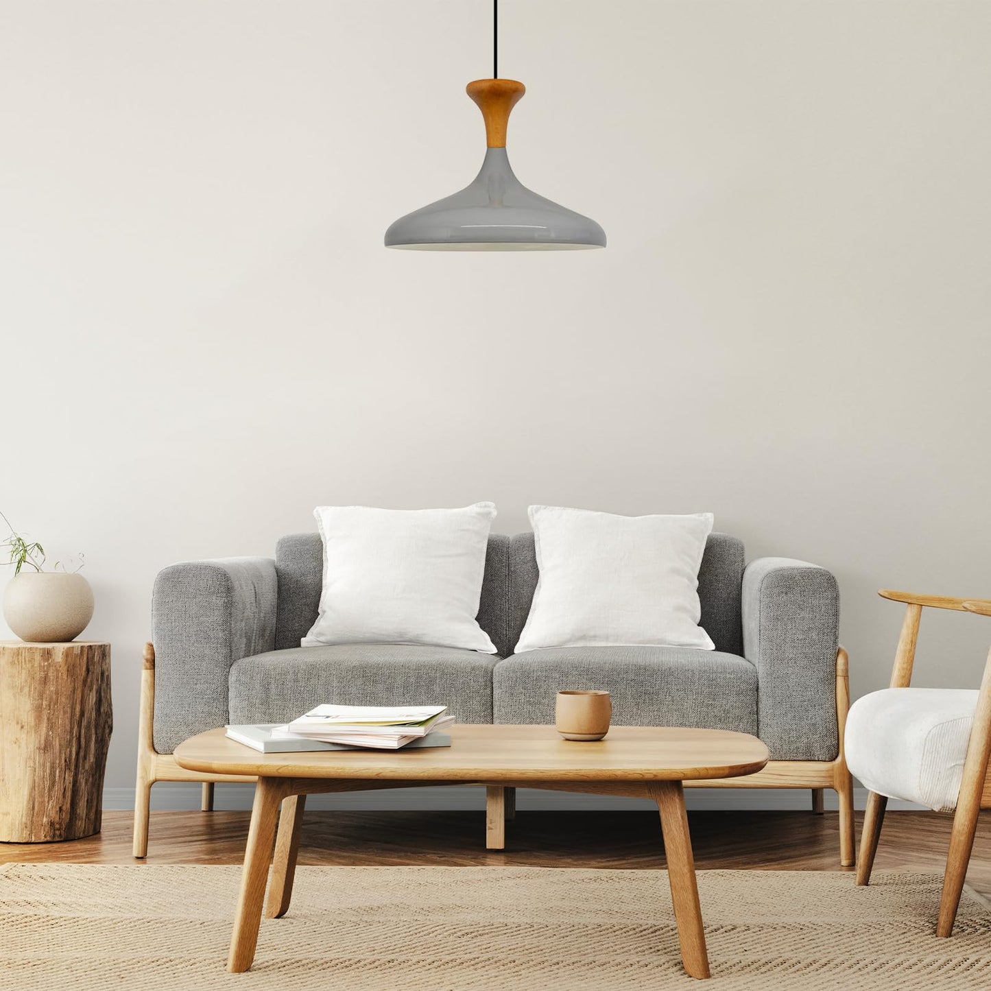 Champion Pendelleuchte aus Holz, 35 cm Hängelampe Metall E27 Moderne Lampe