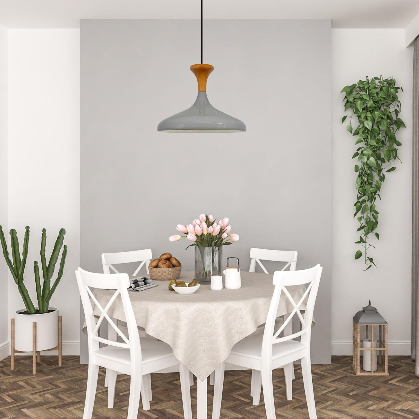 Champion Pendelleuchte aus Holz, 35 cm Hängelampe Metall E27 Moderne Lampe