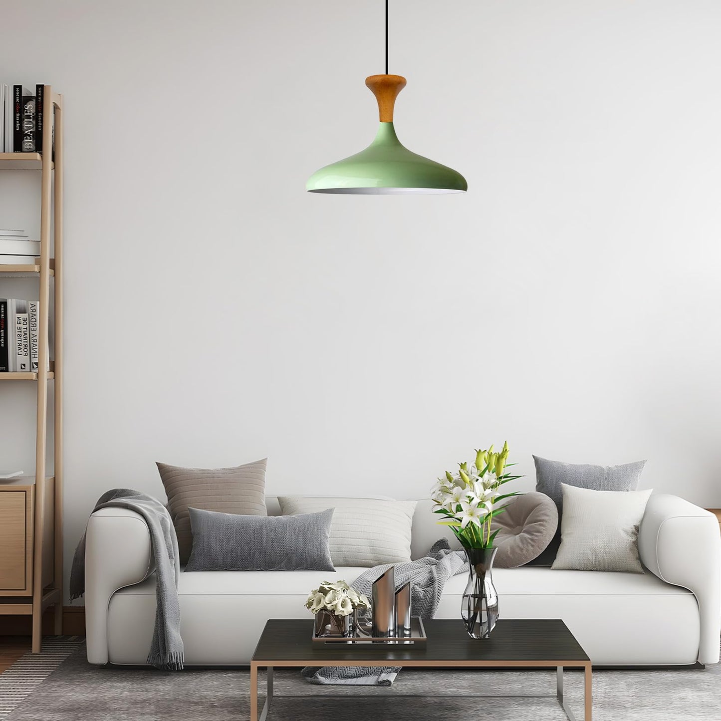 Champion Pendelleuchte aus Holz, 35 cm Hängelampe Metall E27 Moderne Lampe
