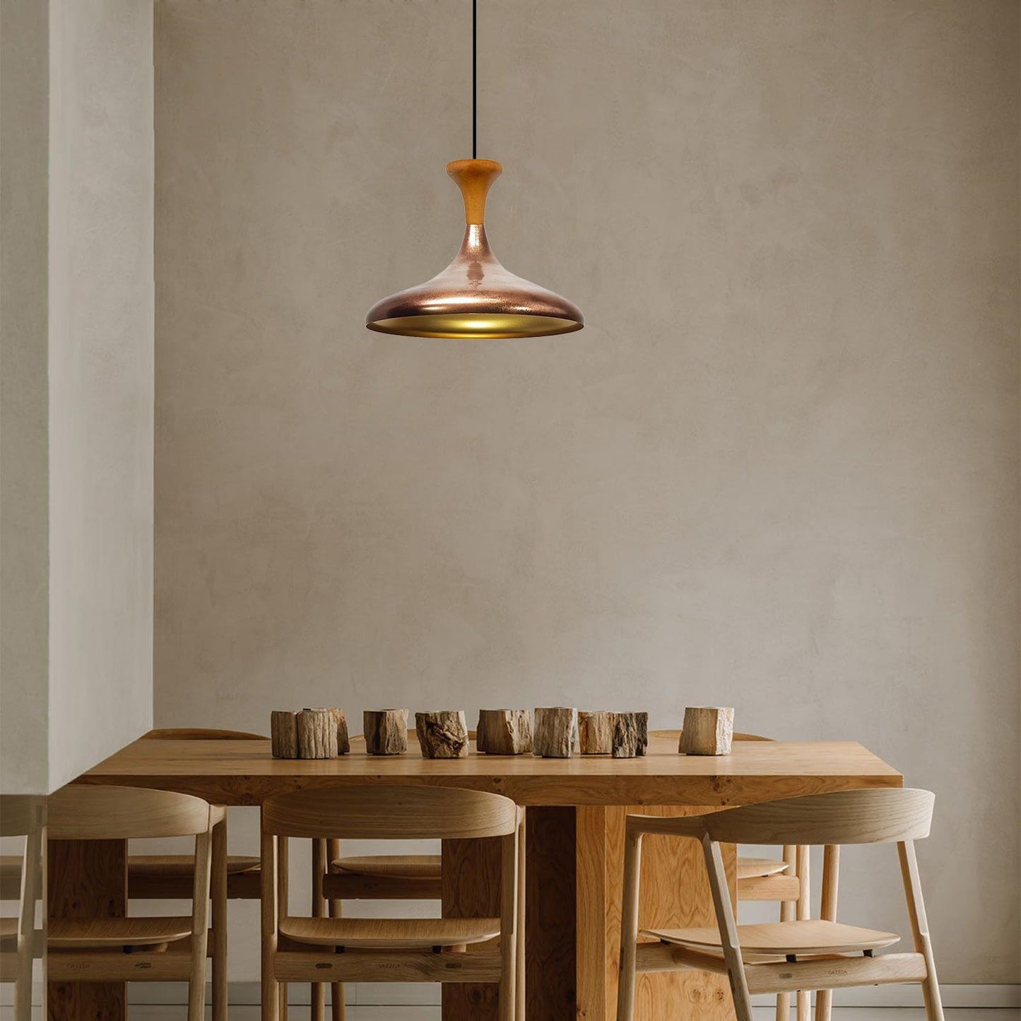 Champion Pendelleuchte aus Holz, 35 cm Hängelampe Metall E27 Moderne Lampe