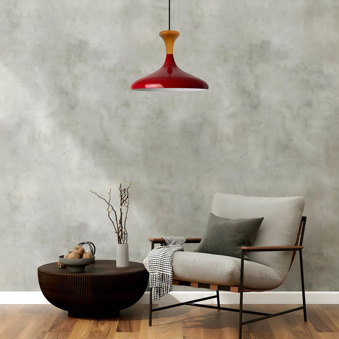 Champion Pendelleuchte aus Holz, 35 cm Hängelampe Metall E27 Moderne Lampe