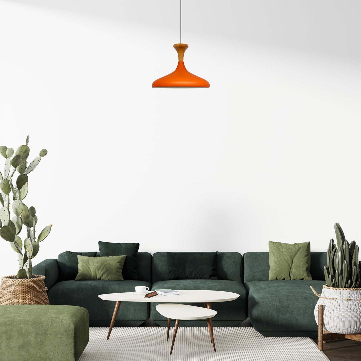 Champion Pendelleuchte aus Holz, 35 cm Hängelampe Metall E27 Moderne Lampe