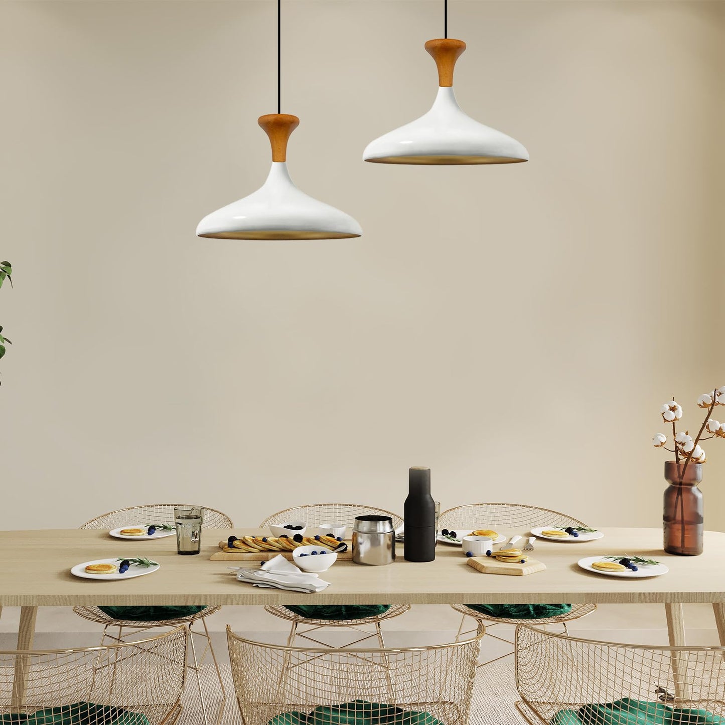 Champion Pendelleuchte aus Holz, 35 cm Hängelampe Metall E27 Moderne Lampe