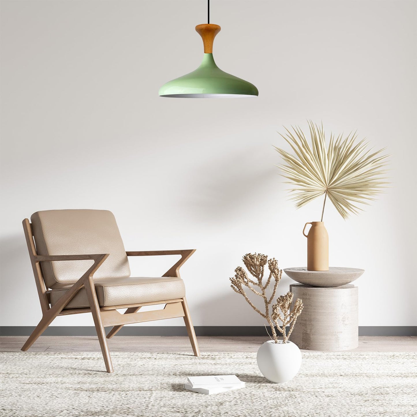 Champion Pendelleuchte aus Holz, 35 cm Hängelampe Metall E27 Moderne Lampe