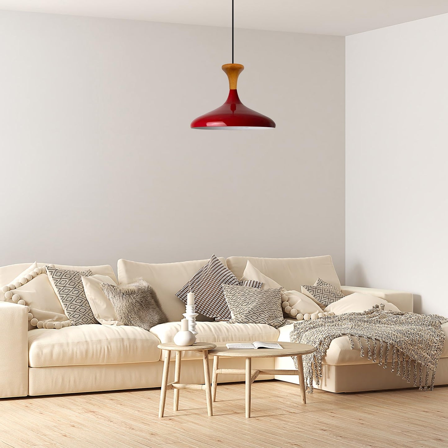 Champion Pendelleuchte aus Holz, 35 cm Hängelampe Metall E27 Moderne Lampe