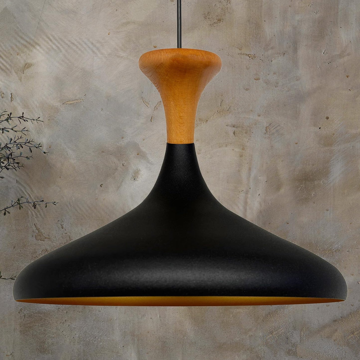 Champion Pendelleuchte aus Holz, 35 cm Hängelampe Metall E27 Moderne Lampe