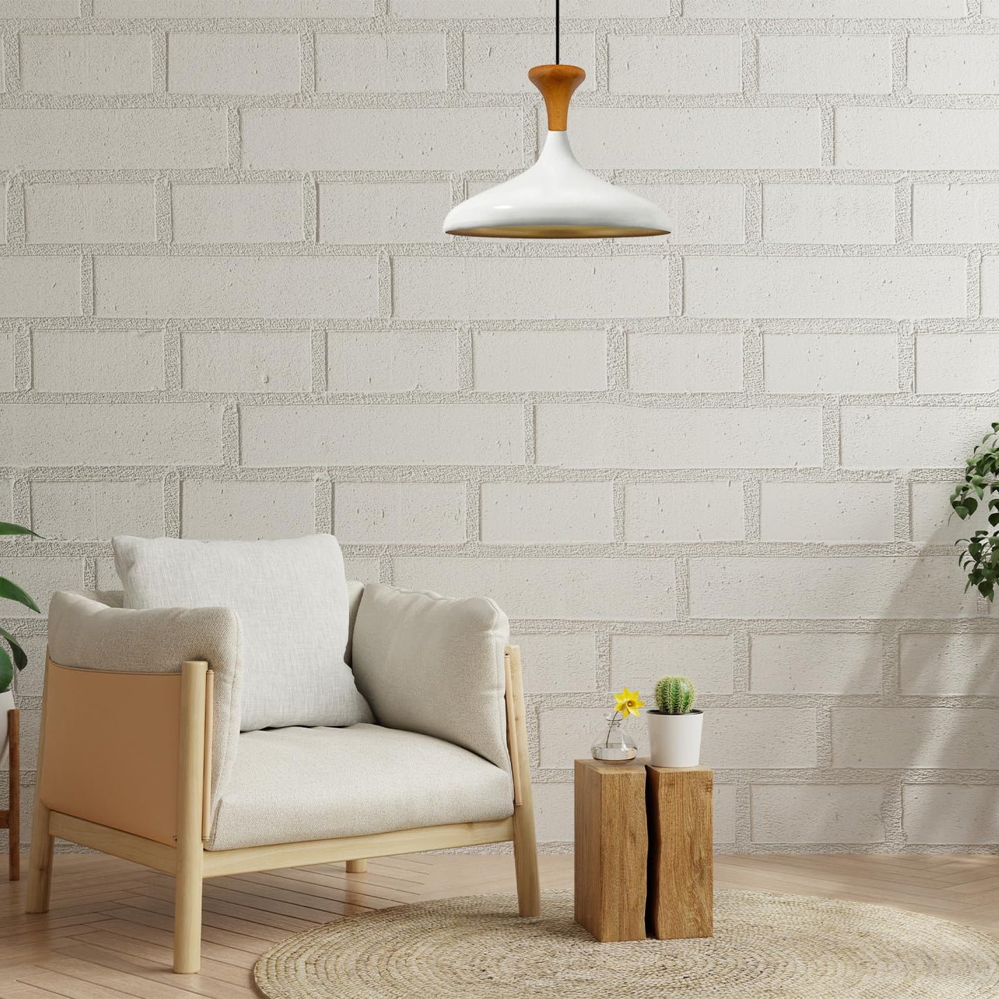Champion Pendelleuchte aus Holz, 35 cm Hängelampe Metall E27 Moderne Lampe