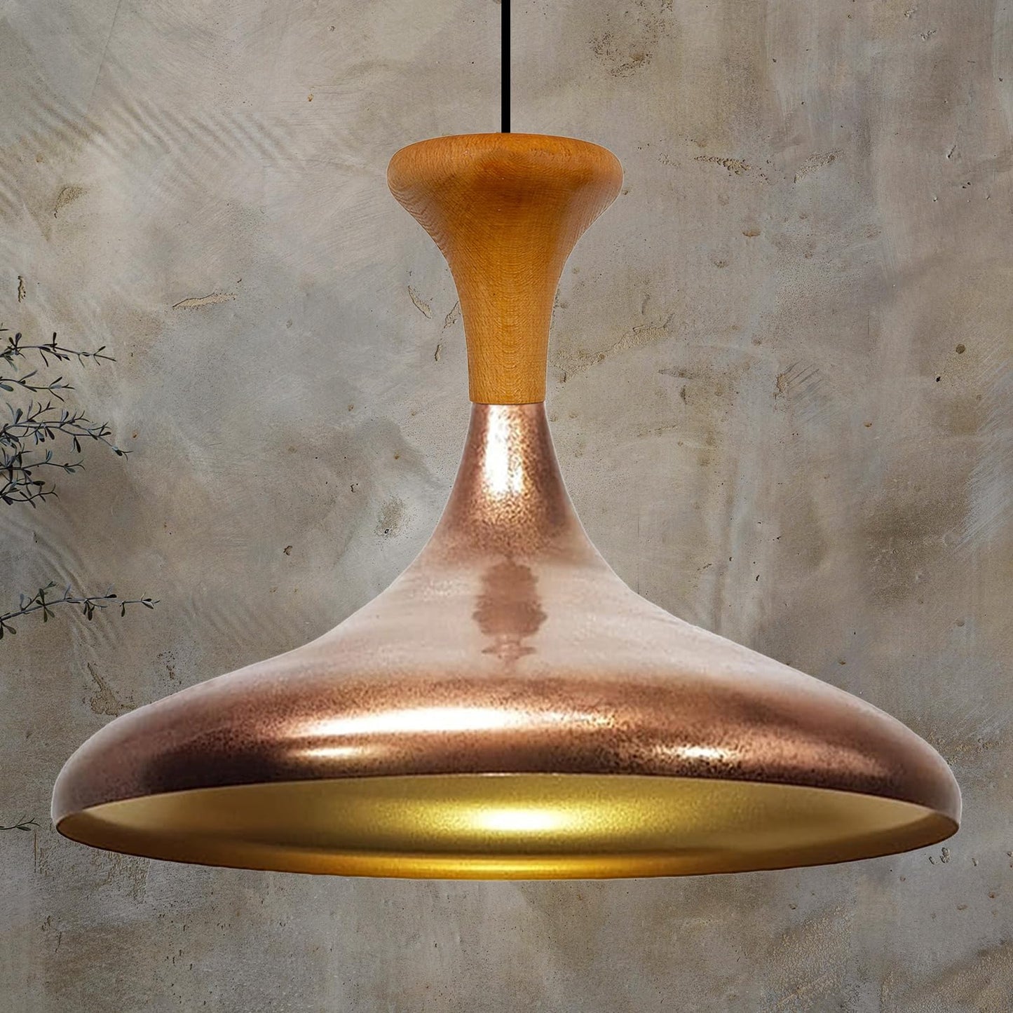 Champion Pendelleuchte aus Holz, 35 cm Hängelampe Metall E27 Moderne Lampe