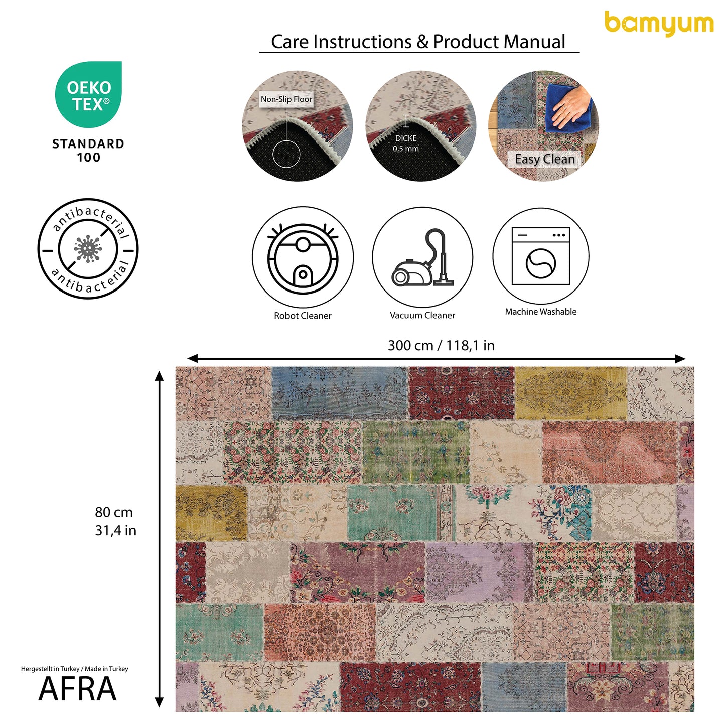 Tappeto stampato Afra Stampato in ciniglia realizzato a macchina