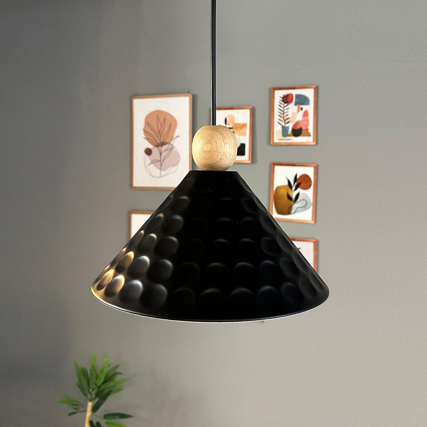 Rummy Pendelleuchte aus Holz, 24 cm Hängelampe Metall E27