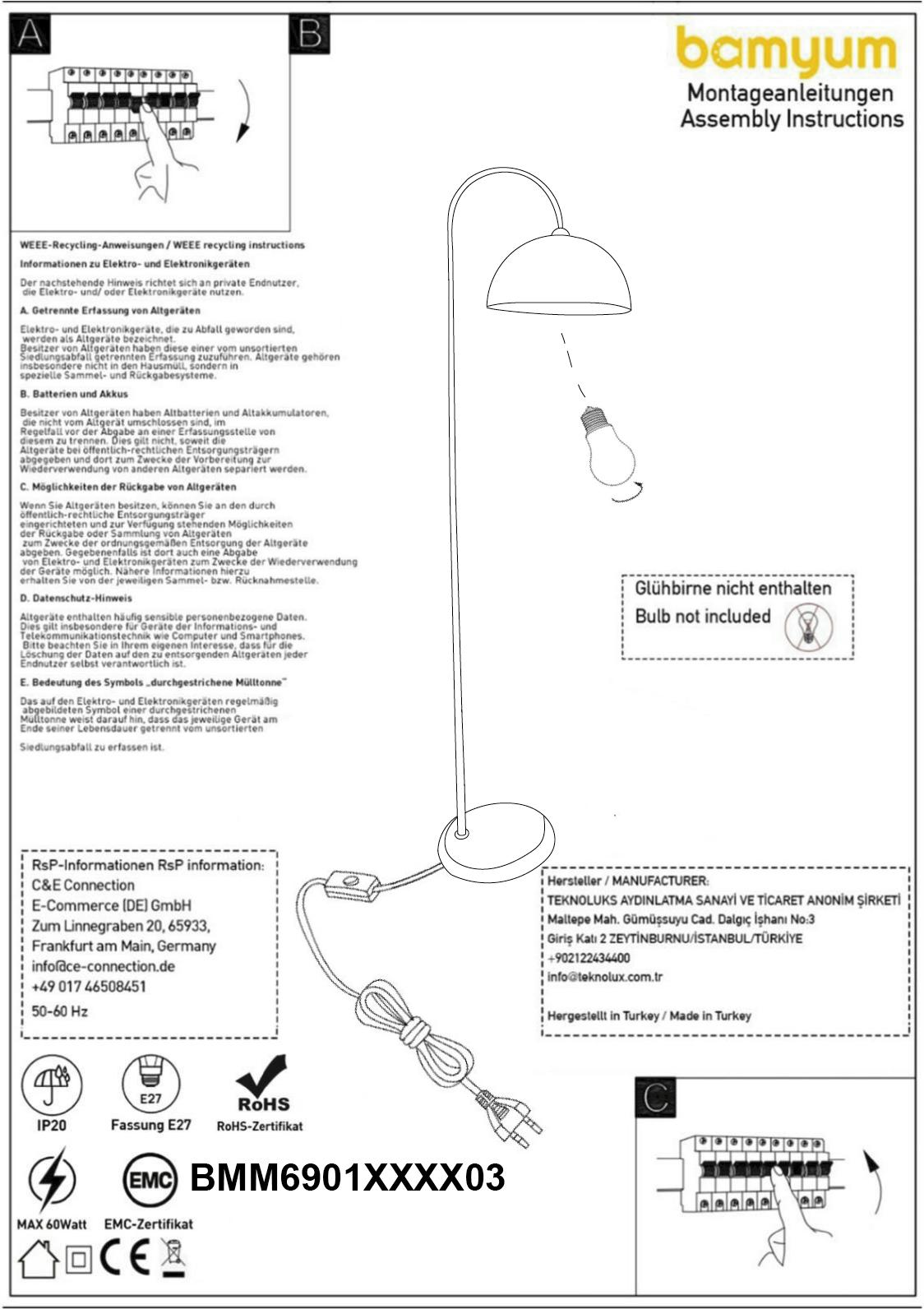 Stehlampe Modern Dekorativ Metall Wohnzimmer Arbeitszimmer Stehlampe