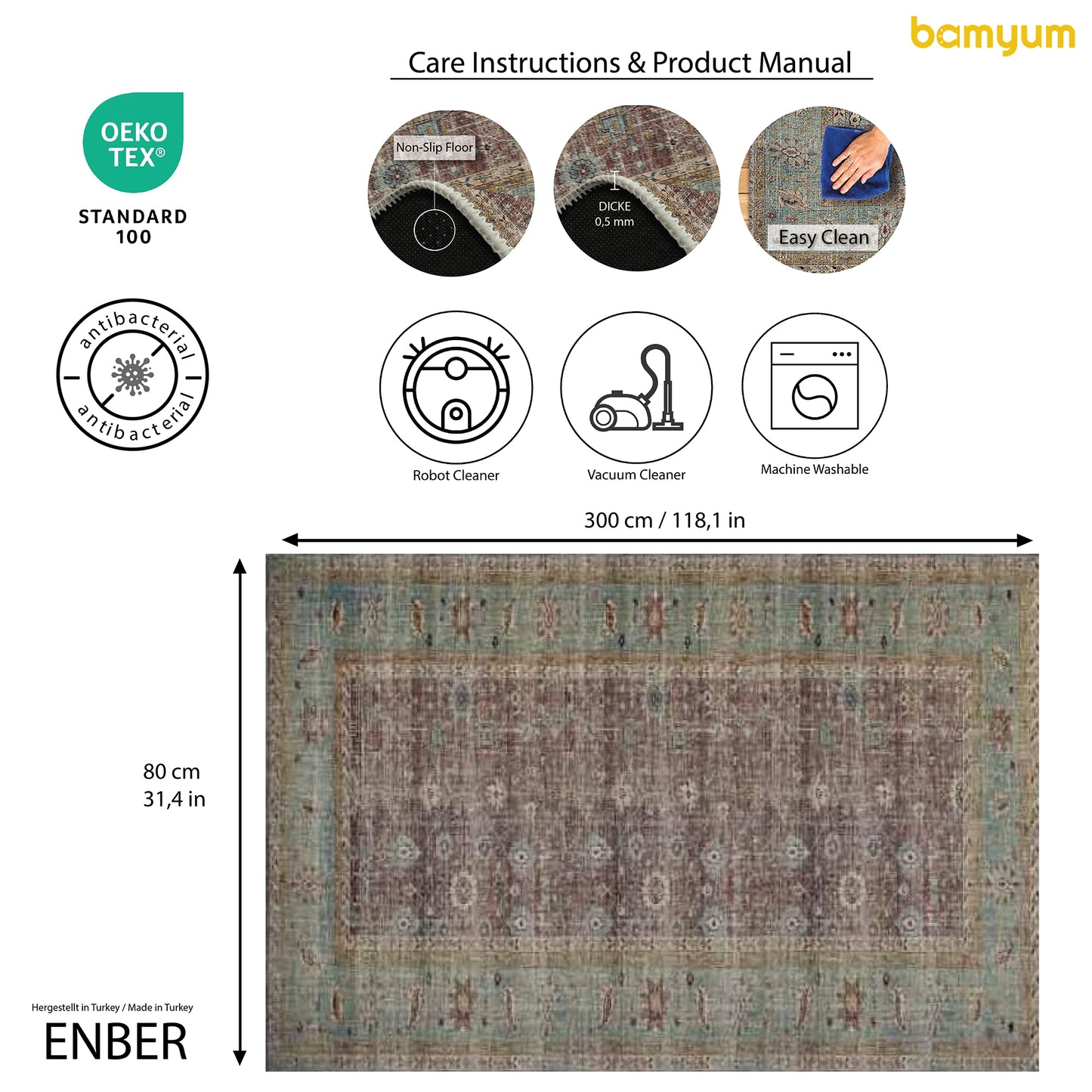 Tapis imprimé ENBER en chenille, fabriqué à la machine