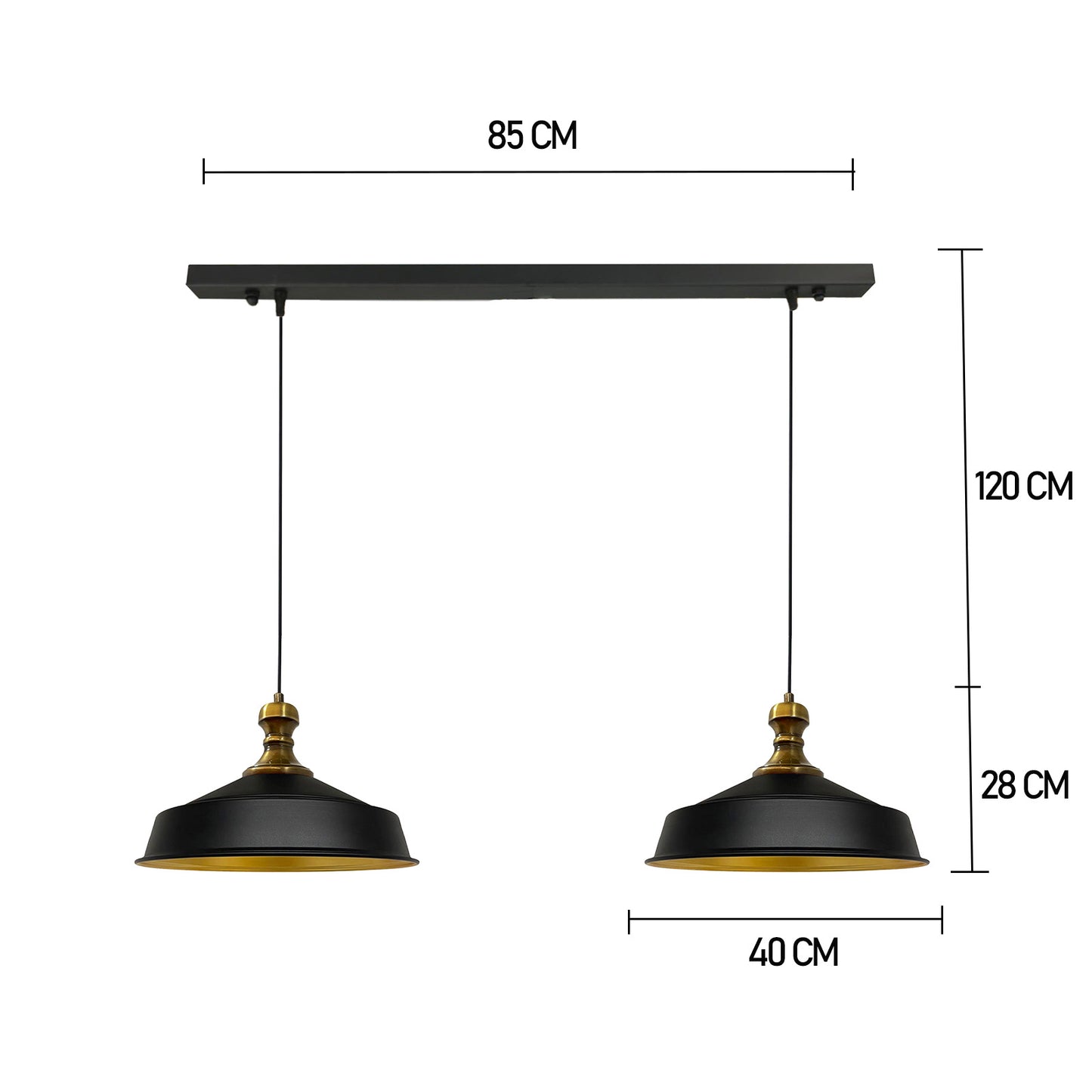 Bamyum Asletl-Knob 2 Flammig Metall 40cm, Hängelampe