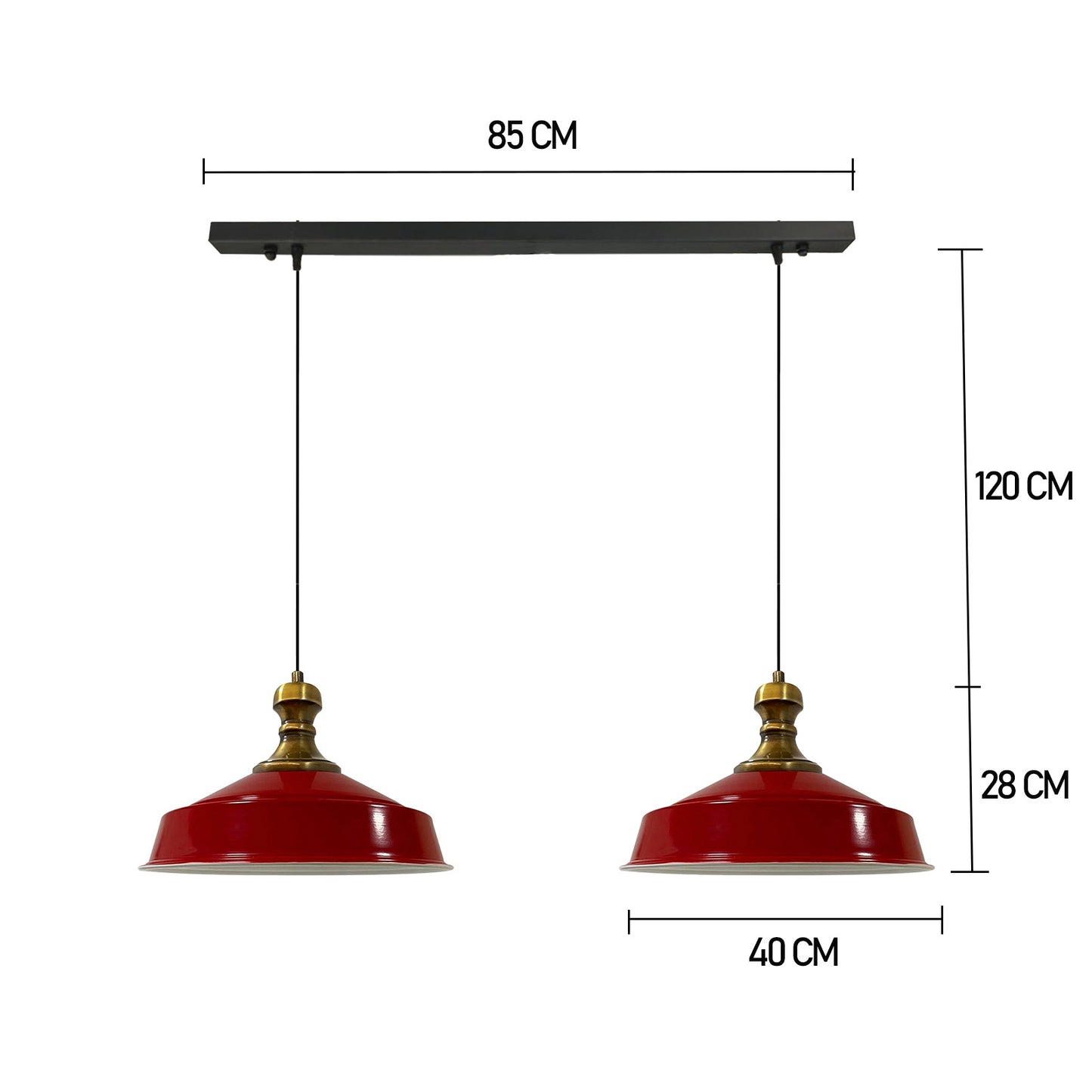 Bamyum Asletl-Knob 2 Flammig Metall 40cm, Hängelampe