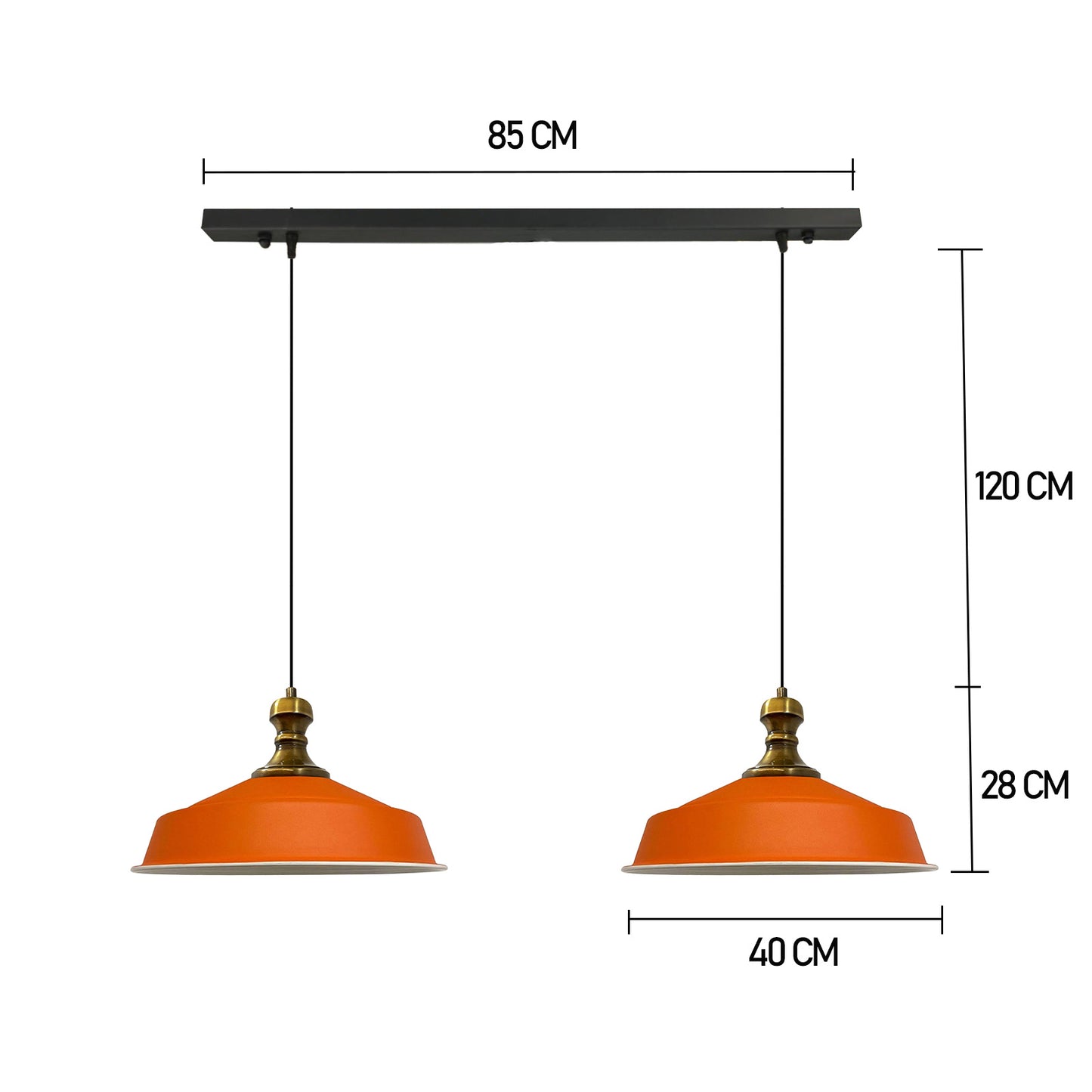 Bamyum Asletl-Knob 2 Flammig Metall 40cm, Hängelampe