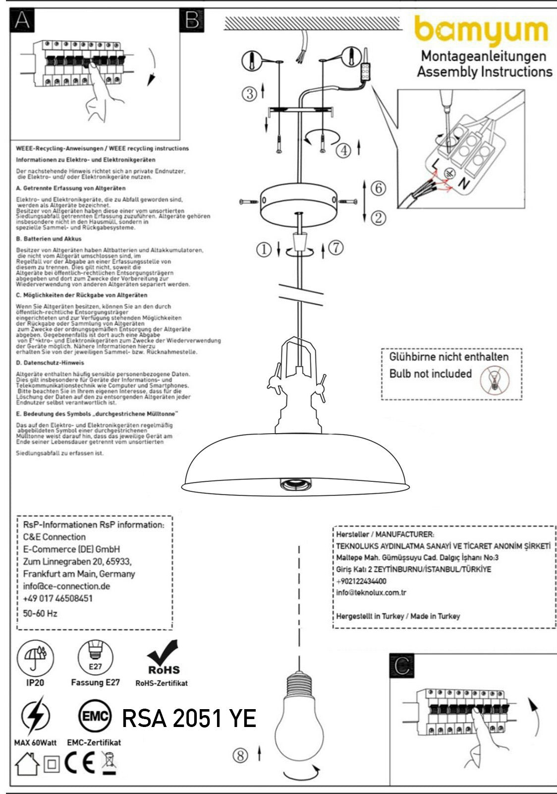 Bamyum Pear Hängelampe Metall Pendelleuchte
