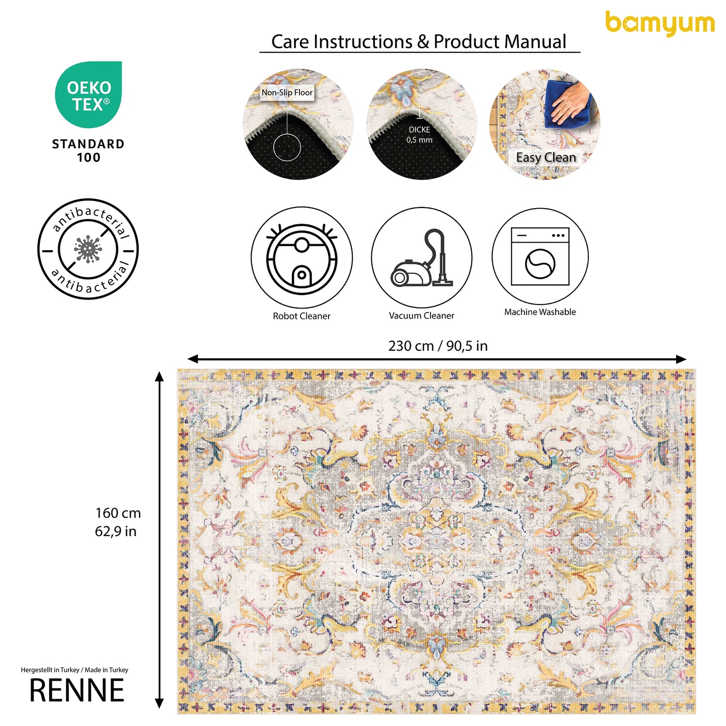 Tappeto stampato Renne Stampato in ciniglia realizzato a macchina