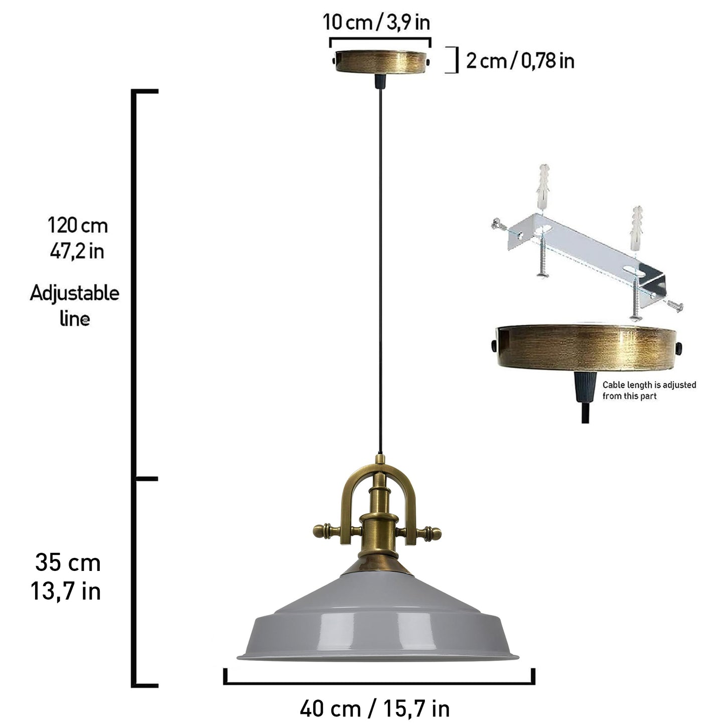 Lampe suspendue industrielle lampe pendentif lampe de table à manger