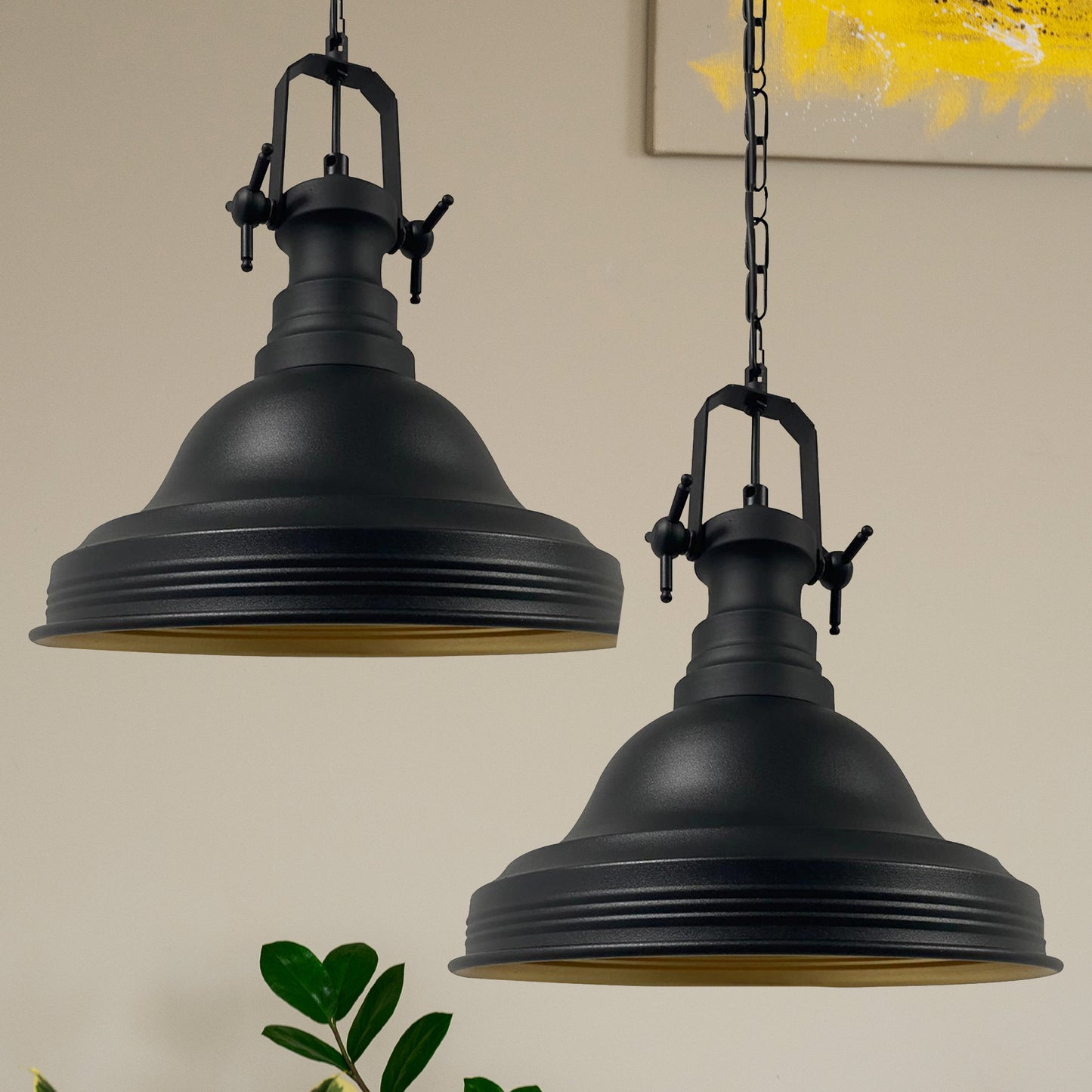 Lampada a sospensione in metallo dipinto a mano