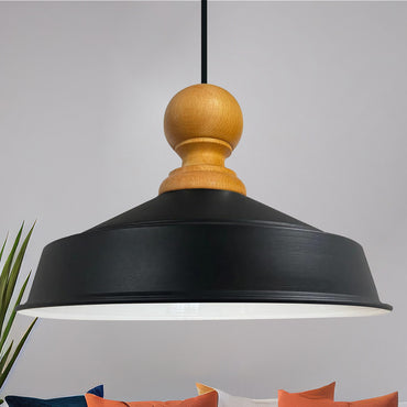 Bamyum Asletl Pendelleuchte Holz Industrial Vintage Hängelampe