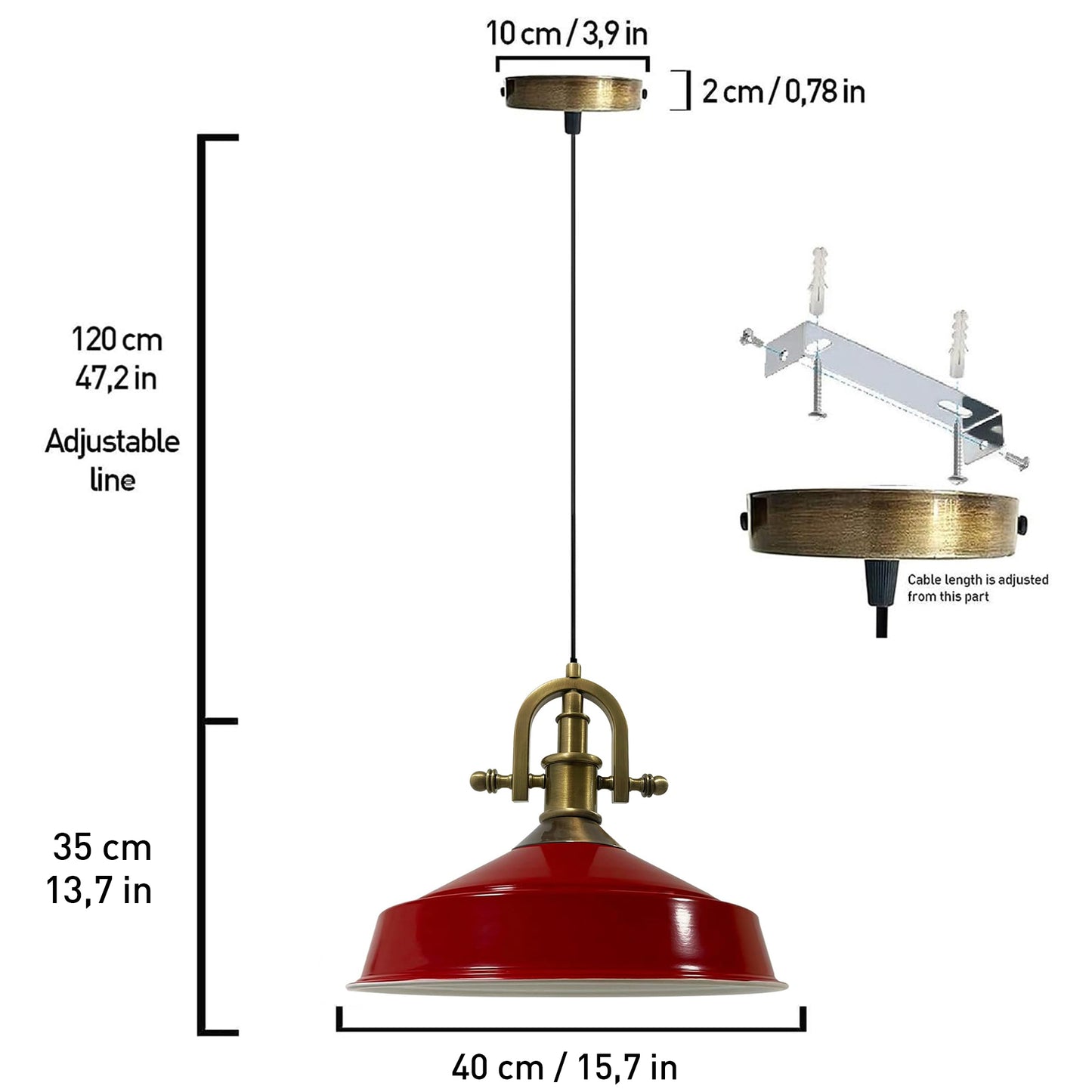 Lampe suspendue industrielle lampe pendentif lampe de table à manger