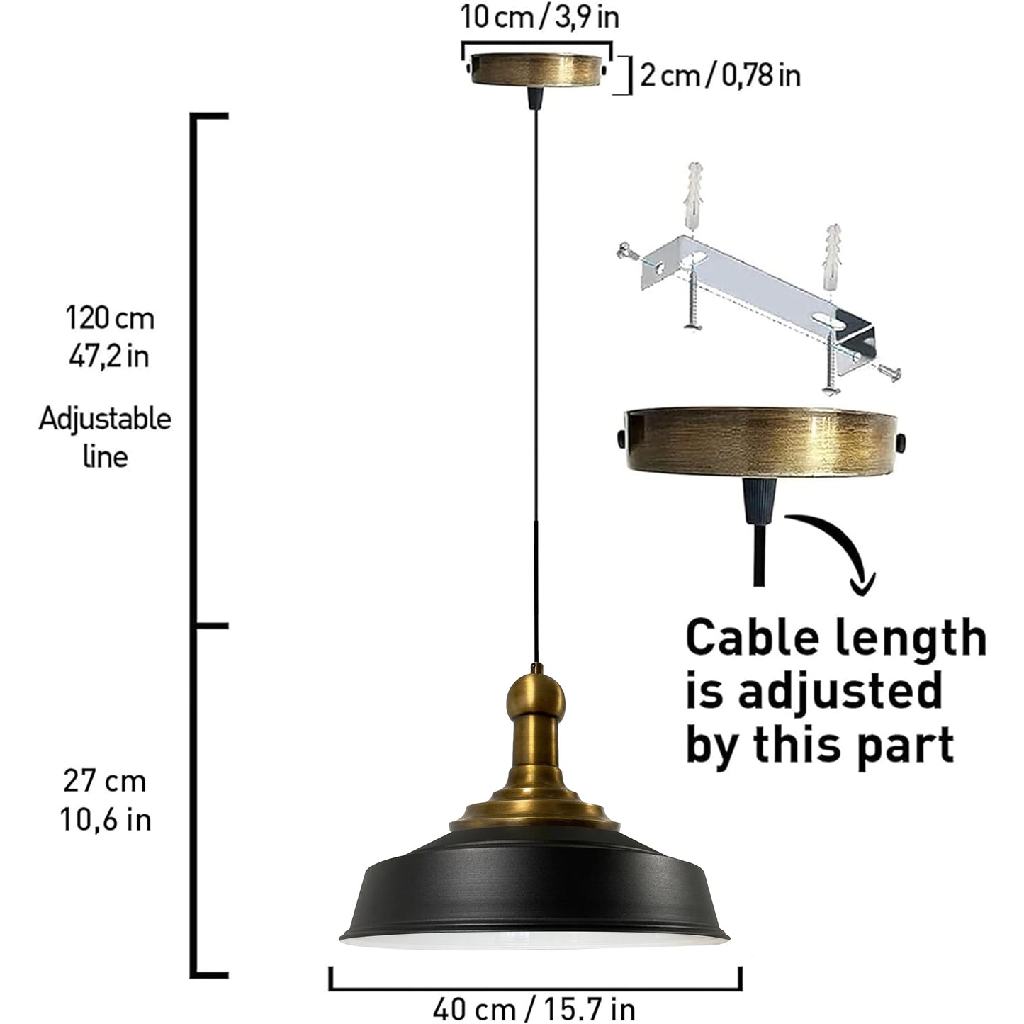 Bamyum Asletl Long-Knob Hängelampe Industrial Vintage Pendelleuchte