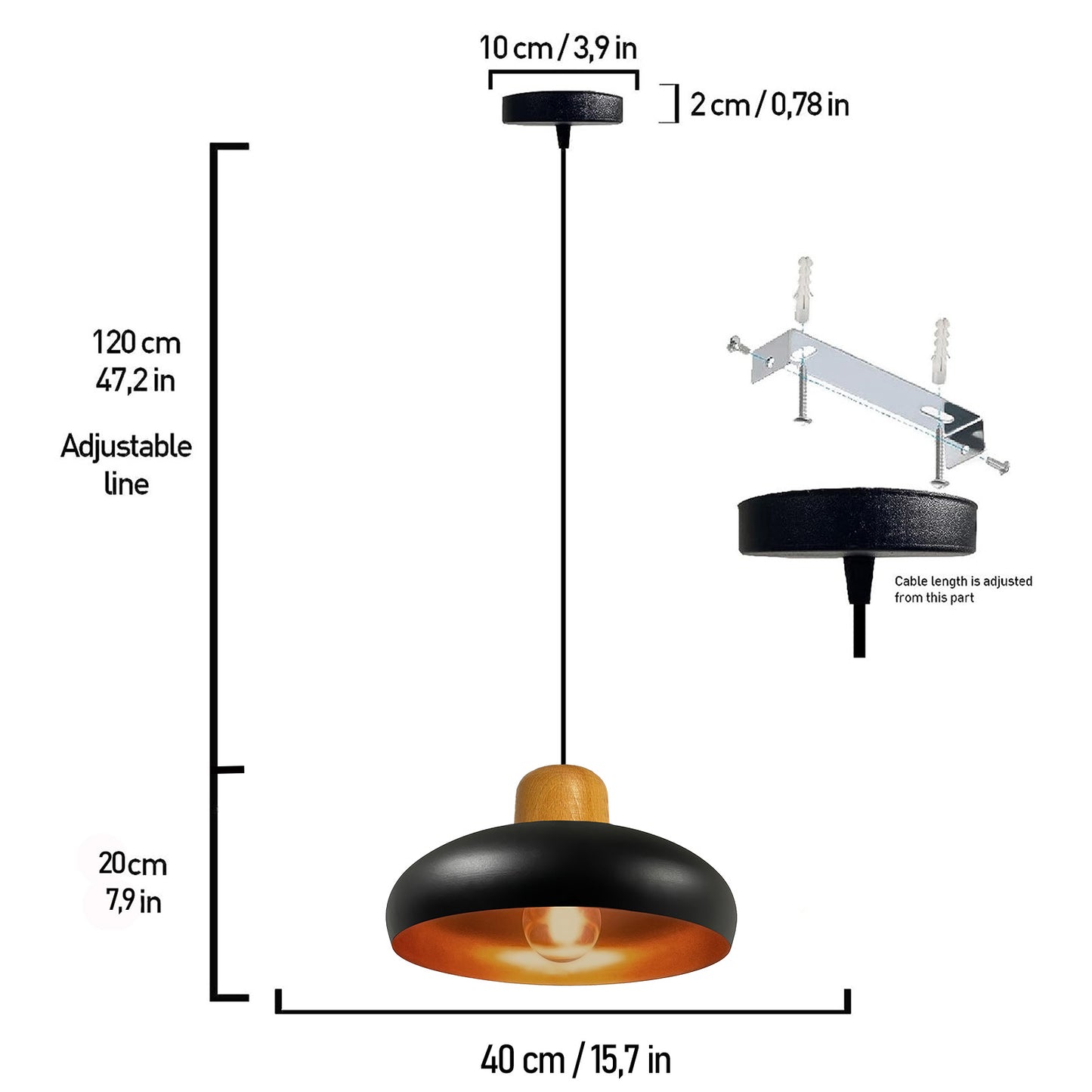 Bamyum Androa Hängelampe Metall Ø40 cm 1 flamming Vintage Pendelleuchte